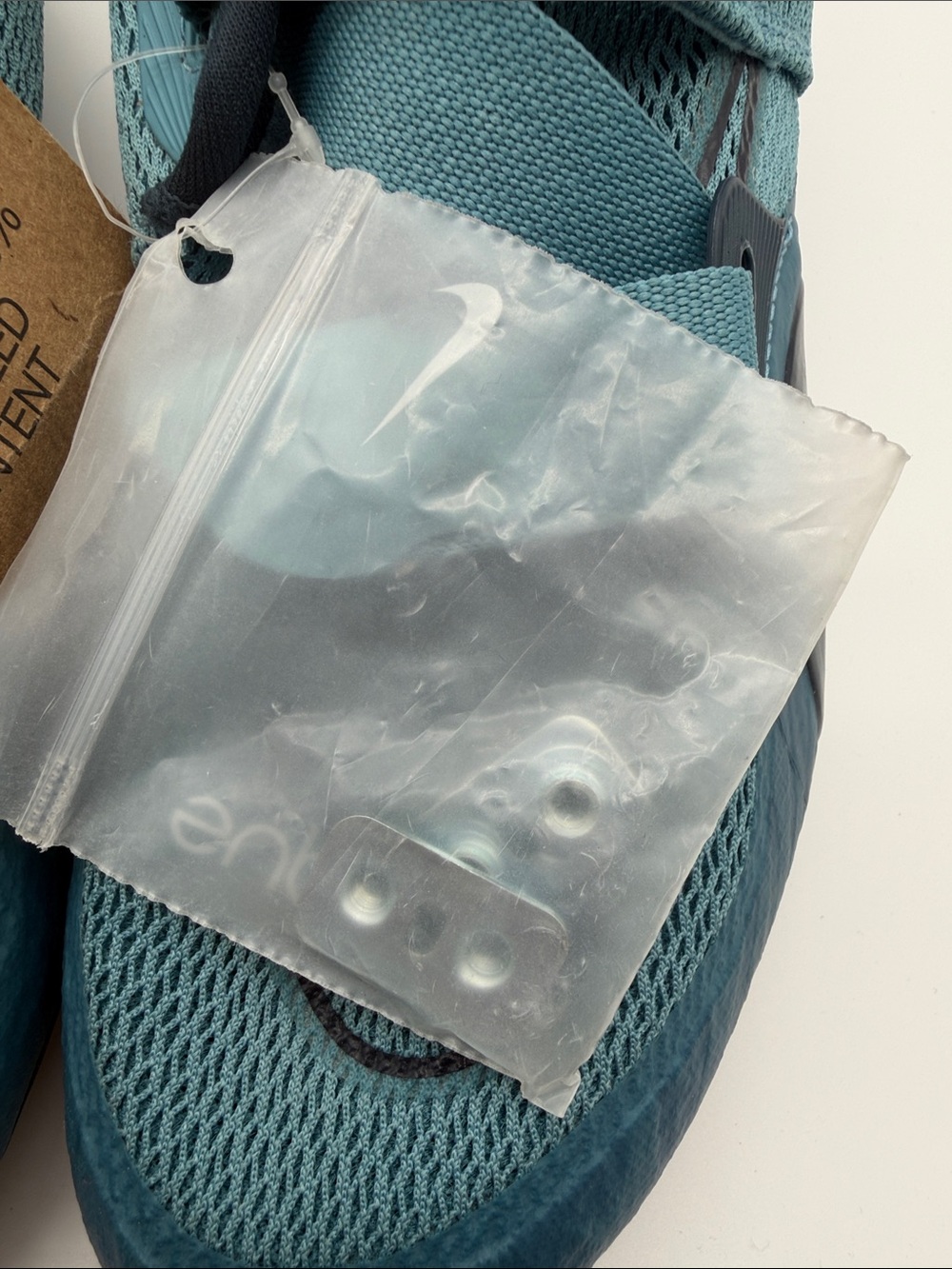 Nike Teal Youth Strap Cycling Shoes with Mustard Heel Loop - Picture 4 of 7